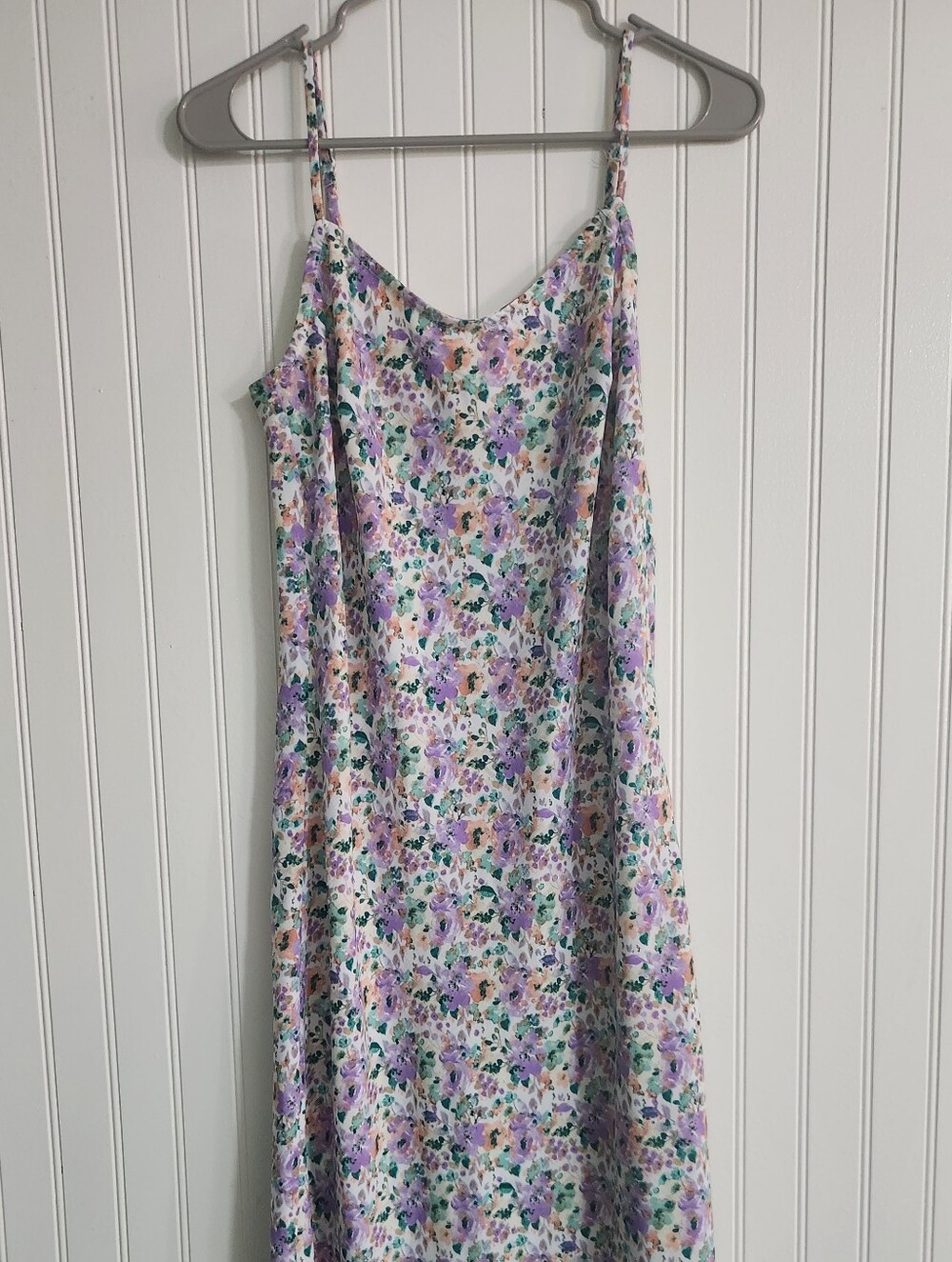 Bobeau S Lavender Floral Slip Maxi Dress with Green and Yellow Accents Studio B